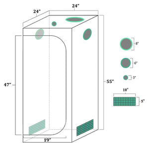 Grow Tent for Indoor Hydroponic Plant Growing with Observation Window and Floor Tray