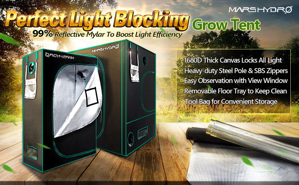 Grow Tent for Indoor Hydroponic Plant Growing with Observation Window and Floor Tray