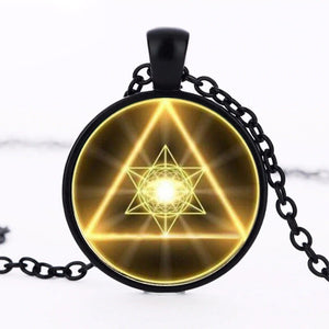 Gold Sacred Geometry Cabochon Glass Necklace