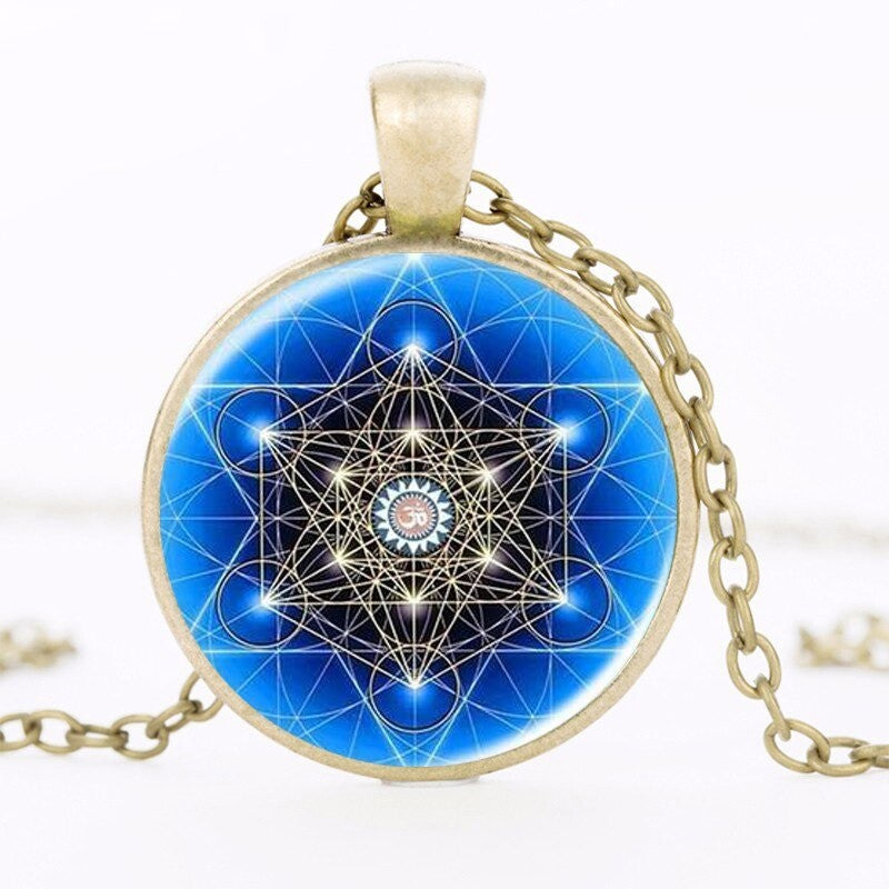 Blue Mandala Art Necklace